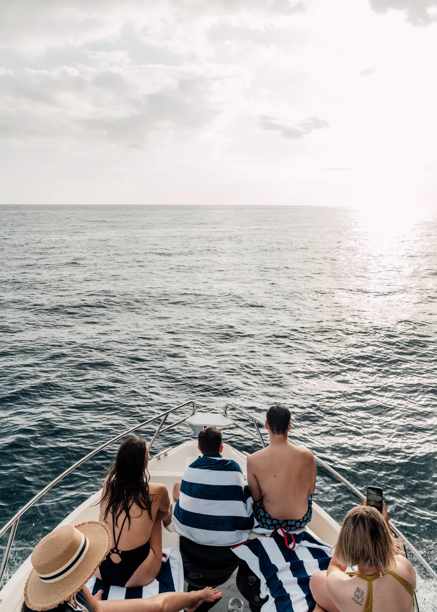 Aboard before the volcanic coast